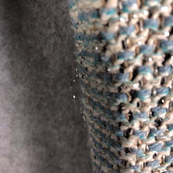 Leifsdottir Anthropologie Tweed Moto Jacket Blue Size 10 - Picture 9 of 10